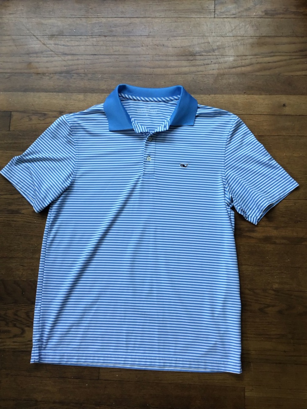 Vineyard Vines Light Blue and White Stripe Polo